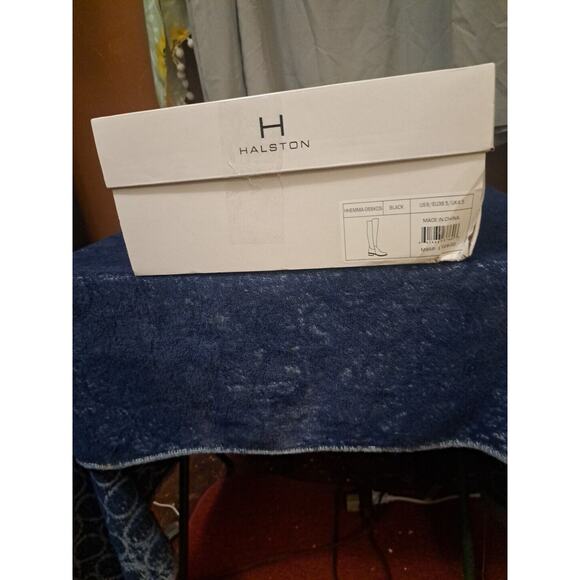 H By Halston Black Over The Knee Boot Size 6 Quilted Front Stretchy Back Suede - Picture 9 of 9